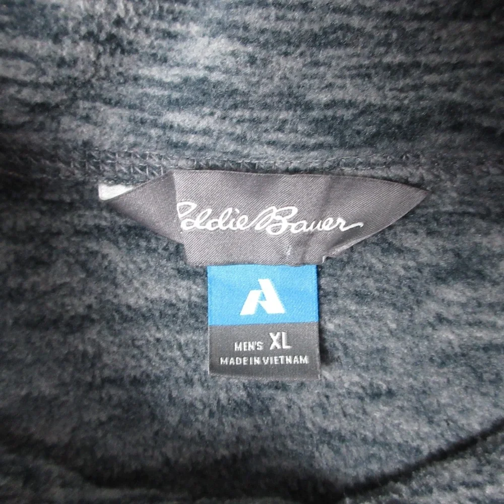 Eddie Bauer Jacket Mens XL Gray 1/4 Zip Fleece Pullover First Ascent Outdoor EUC